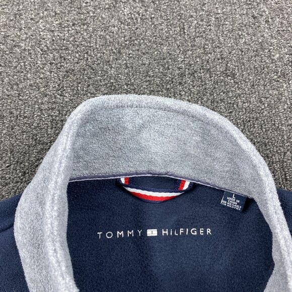 Tommy Hilfiger Jacket Fleece Gray Two Tone Casual Full Zip Sweater Size Large - Picture 4 of 5